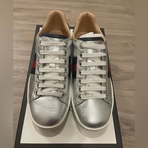 Gucci Ace Sneakers Silver Metallic